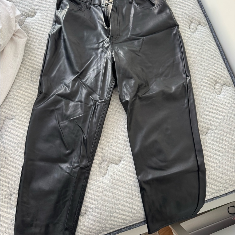 Black Faux Leather Men’sPants